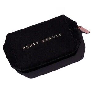 NEW FENTY BEAUTY Make Up Travel Zip Pouch Black Velvet Rose Gold Zipper Geometri